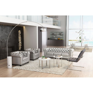Globe End Table Stone & Stainless Steel - Stone & Brushed Stainless Steel