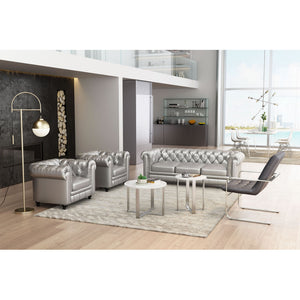 Globe End Table Stone & Stainless Steel - Stone & Brushed Stainless Steel