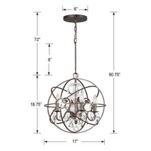 Solaris 4 Light Clear Crystal English Bronze Mini Chandelier