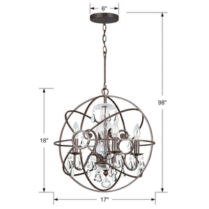 Solaris 4 Light Clear Crystal English Bronze Mini Chandelier