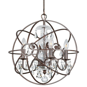 Solaris 4 Light Clear Crystal English Bronze Mini Chandelier