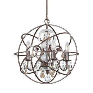 Solaris 4 Light Clear Crystal English Bronze Mini Chandelier