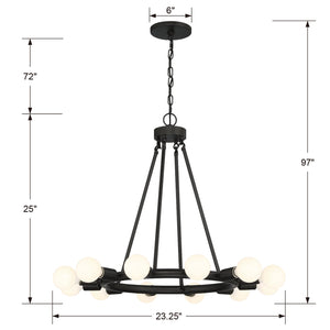 Dakota 12 Light Black Chandelier