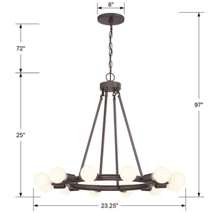 Dakota 12 Light Bronze Chandelier