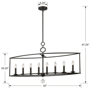 Cameron 8 Light English Bronze Linear Chandelier