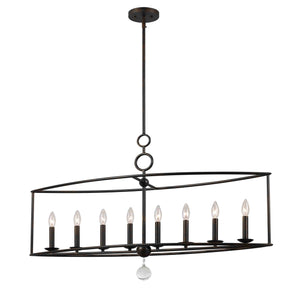 Cameron 8 Light English Bronze Linear Chandelier