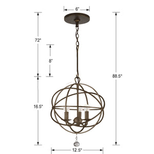 Solaris 3 Light English Bronze Mini Chandelier
