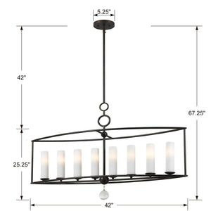 Cameron 8 Light English Bronze Linear Chandelier
