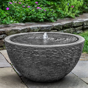 Large Round Textured Fountain - Stone Grey
