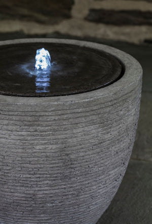 Tall Round Textured Fountain - Stone Grey