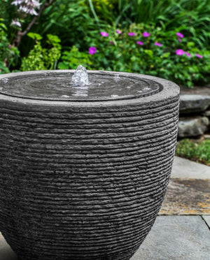 Tall Round Textured Fountain - Stone Grey