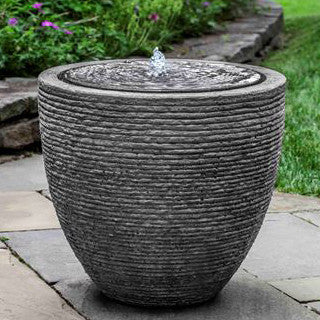 Tall Round Textured Fountain - Stone Grey