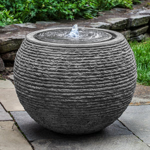 Large Sphere Textured Fountain - Stone Grey