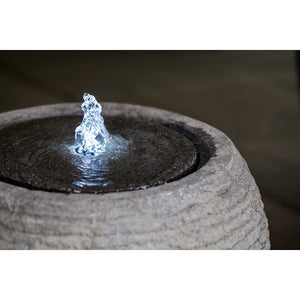Large Sphere Textured Fountain - Stone Grey