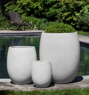 Playa Blanca White Fiber Cement Bullet Planters - Set of 3