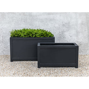 Onyx Black Lite Fiber Clay Rectangle Planter - Large