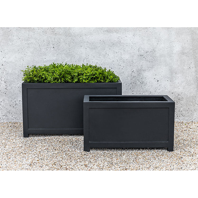 Onyx Black Lite Fiber Clay Rectangle Planter - Small