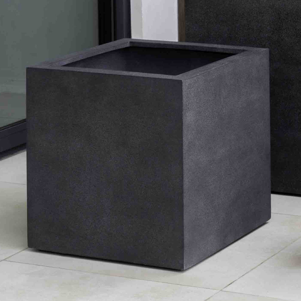Premium Lite Fiber Clay Square Planter - Charcoal