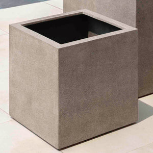 Premium Lite Fiber Clay Square Planter - Riverstone