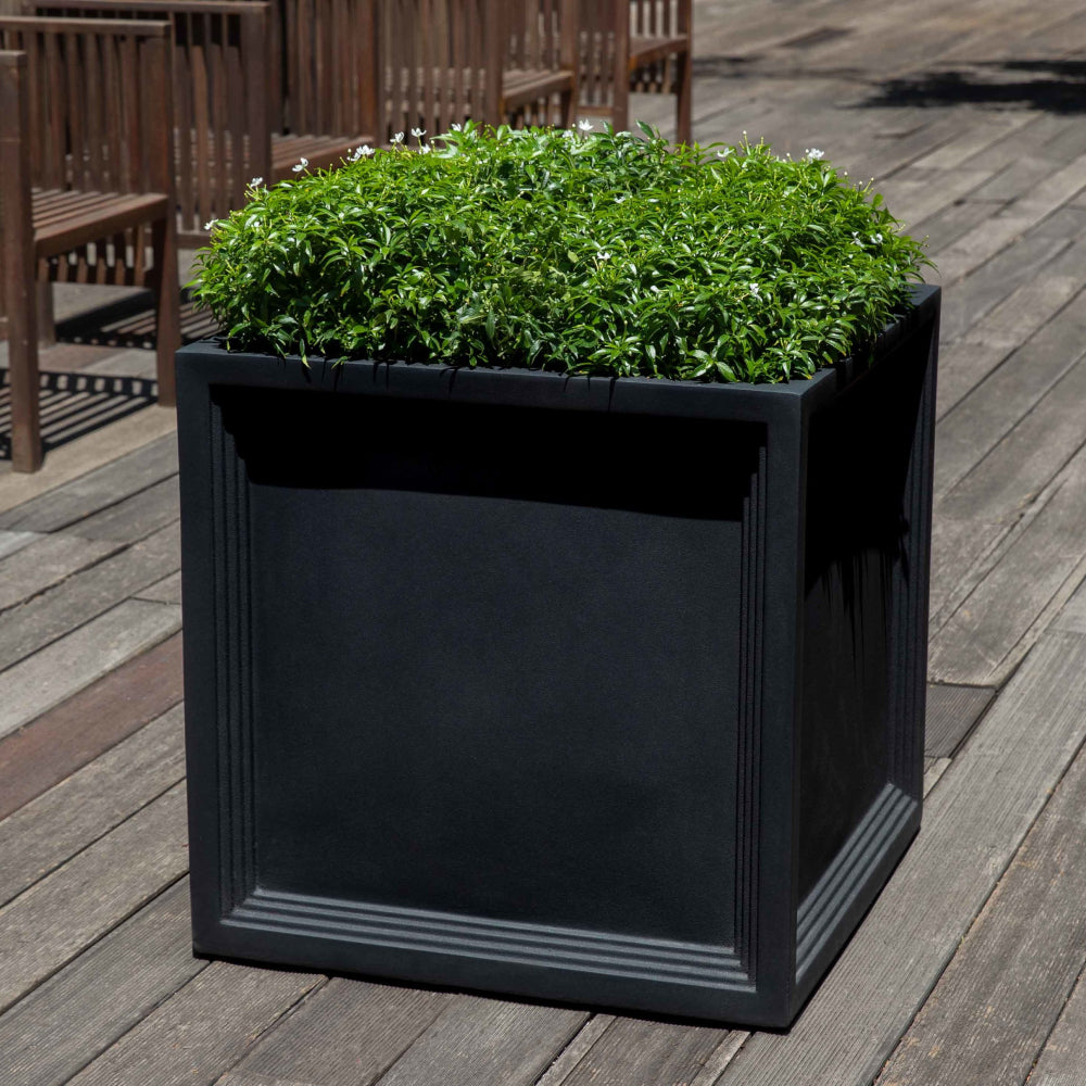 Campania International 94-160-13901 LG Sandhurst Square Planter-Onyx Black Lite