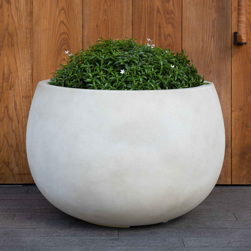 Ivory Lite Fiber Clay Bowl Planter - Available in 3 Sizes