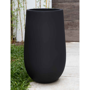 Onyx Black Tall Fiber Clay Planter - Small