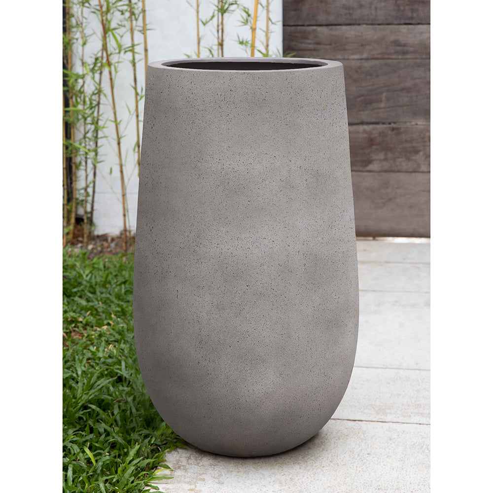 Stone Grey Tall Fiber Clay Planter - Small