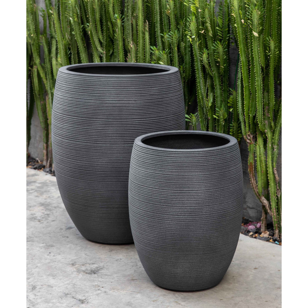 Lead Lite Fiber Clay Tall Grooved Planter - Available in 2 Sizes