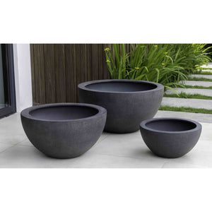 Charcoal Premium Lite Fiber Clay Bowl Planter - Available in 3 Sizes