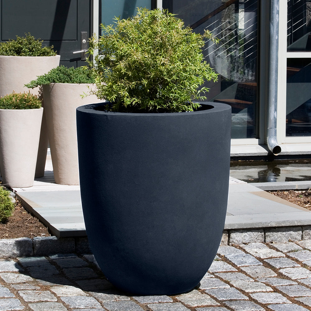 Simplicity Tall Round Indoor Outdoor Planter Matte Black Scenario Home