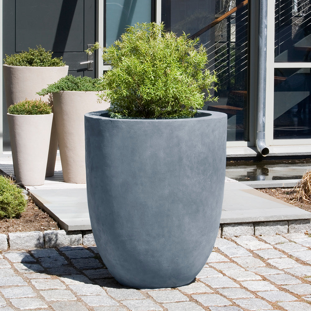 Simplicity Tall Round Indoor/Outdoor Planter - Concrete Grey