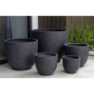 Charcoal Premium Lite Fiber Clay Low Bullet Planter - Available in 5 Sizes