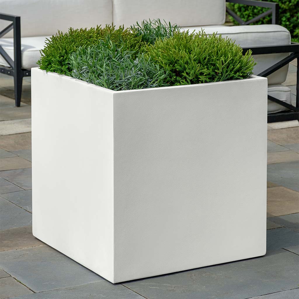 white square box planters Small Square Lightweight Planter - Chalk Lite
