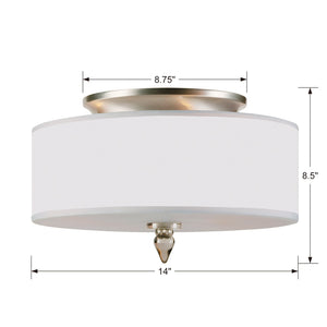 Luxo 3 Light Drum Shade Nickel Flush Mount