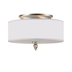 Luxo 3 Light Drum Shade Nickel Flush Mount