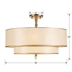 Luxo 5 Light Brass Semi-Flush