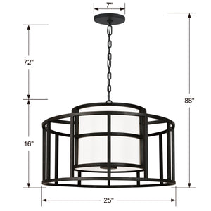 Brian Patrick Flynn for Crystorama Hulton 5 Light Matte Black Chandelier