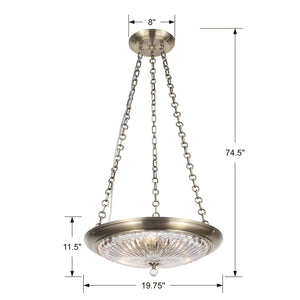 Celina 3 Light Antique Brass Mini Chandelier