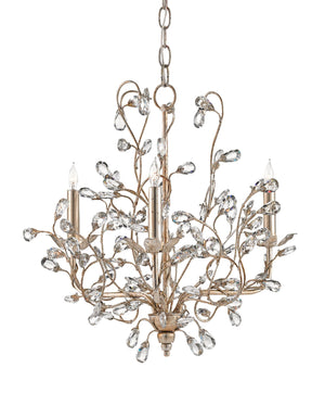 Currey and Company Crystal Bud Silver Small Chandelier