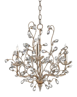 Currey and Company Crystal Bud Silver Small Chandelier