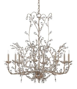 Currey and Company Crystal Bud Silver Large Chandelier