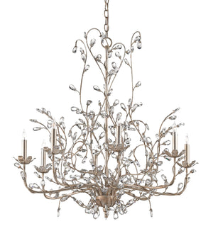 Currey and Company Crystal Bud Silver Large Chandelier