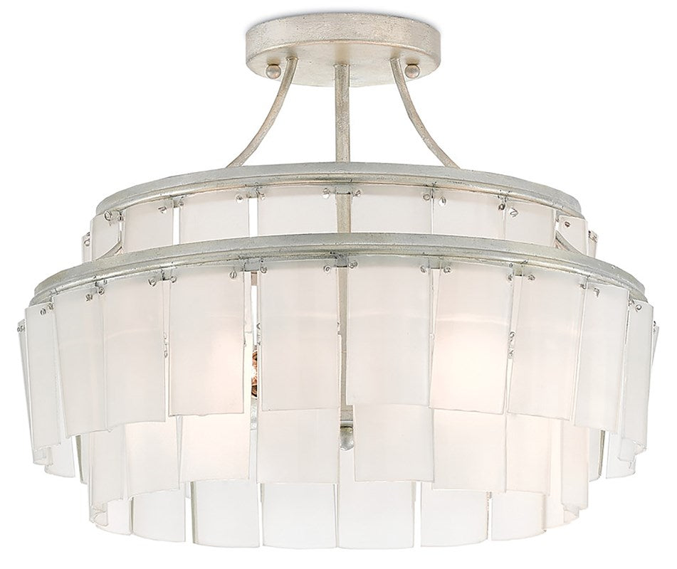 Currey and Company Vintner Blanc Semi-Flush - Contemporary Silver Leaf