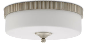 Currey and Company Bryce Flush Mount - Silver Leaf/Frosted Glass