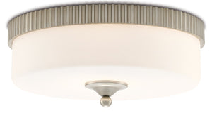 Currey and Company Bryce Flush Mount - Silver Leaf/Frosted Glass