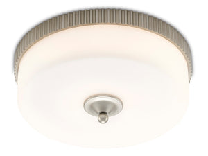 Currey and Company Bryce Flush Mount - Silver Leaf/Frosted Glass