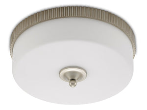 Currey and Company Bryce Flush Mount - Silver Leaf/Frosted Glass