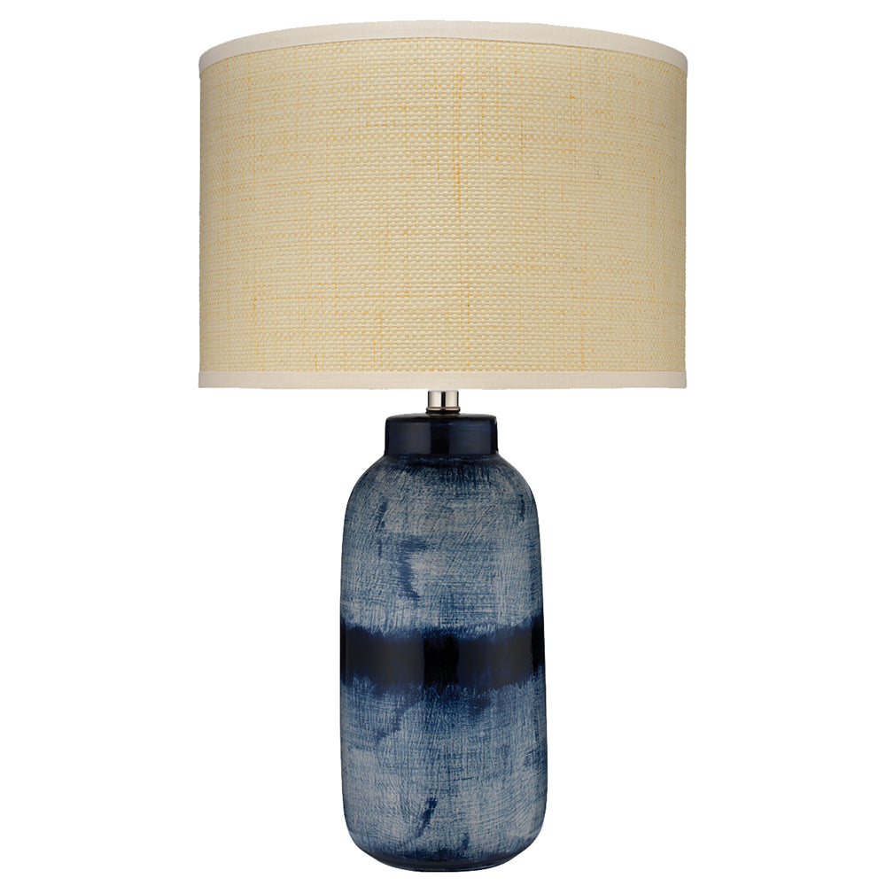 Large Batik Table Lamp with Raffia Shade