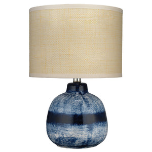 Small Batik Table Lamp with Raffia Shade