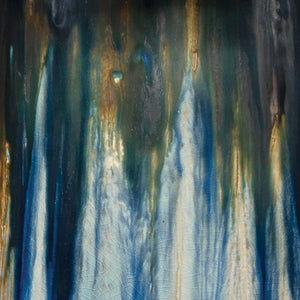 Brushstroke Table Lamp in Aqua, Dark Blue & Metallic Ombre Reactive Glaze Ceramic